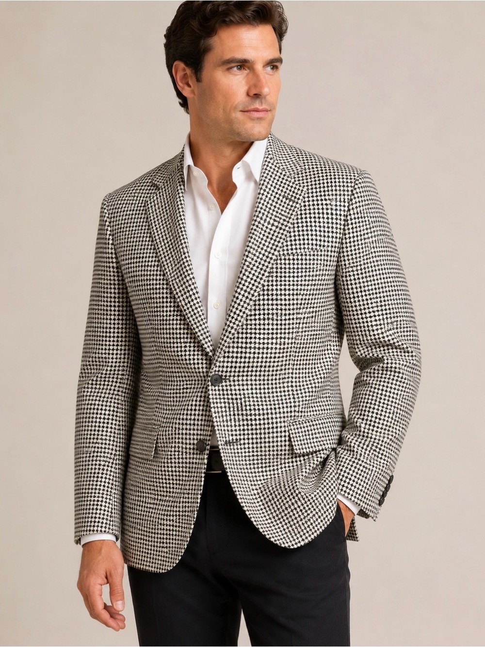 Gianfranco Ruffini Italy Houndstooth Sport Coat Blazer 42S Silk Blend